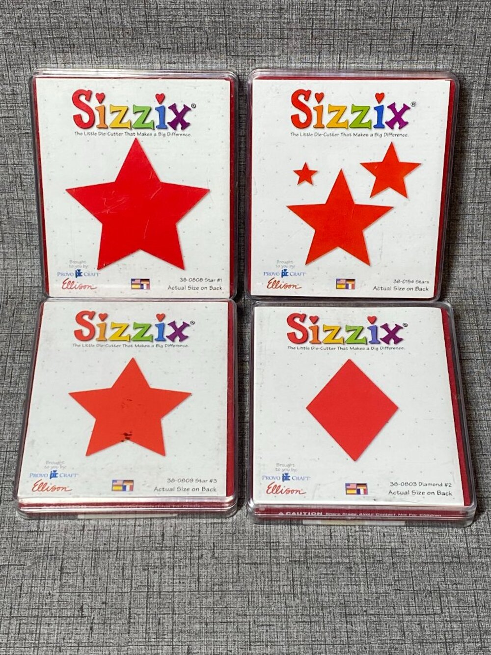 NEW Sizzix Die Cut Sets Bundle 4pc Lot Star 2 & 3 Stars Diamond